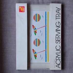 Vintage 80s 90s Metro Marketing Acrylic Beach Theme Serving Tray Movie Prop